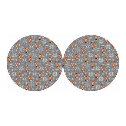 Snowy Fox Knitted Pattern Print Car Coasters