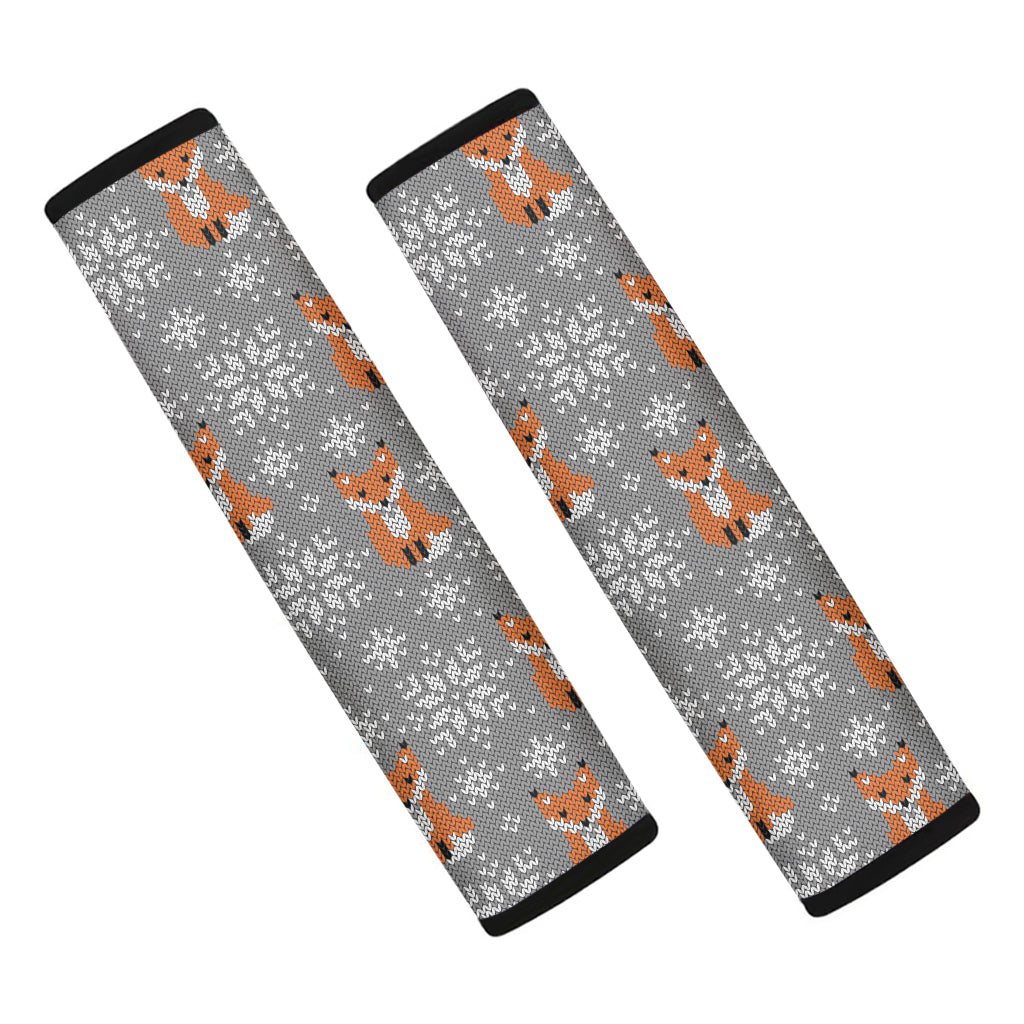 Snowy Fox Knitted Pattern Print Car Seat Belt Covers