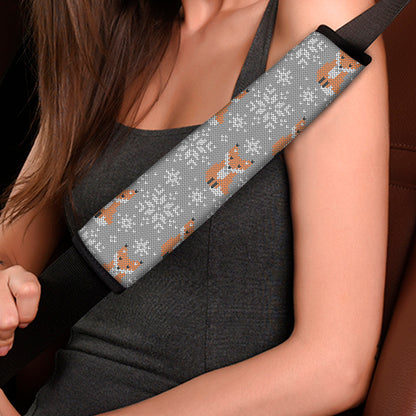 Snowy Fox Knitted Pattern Print Car Seat Belt Covers