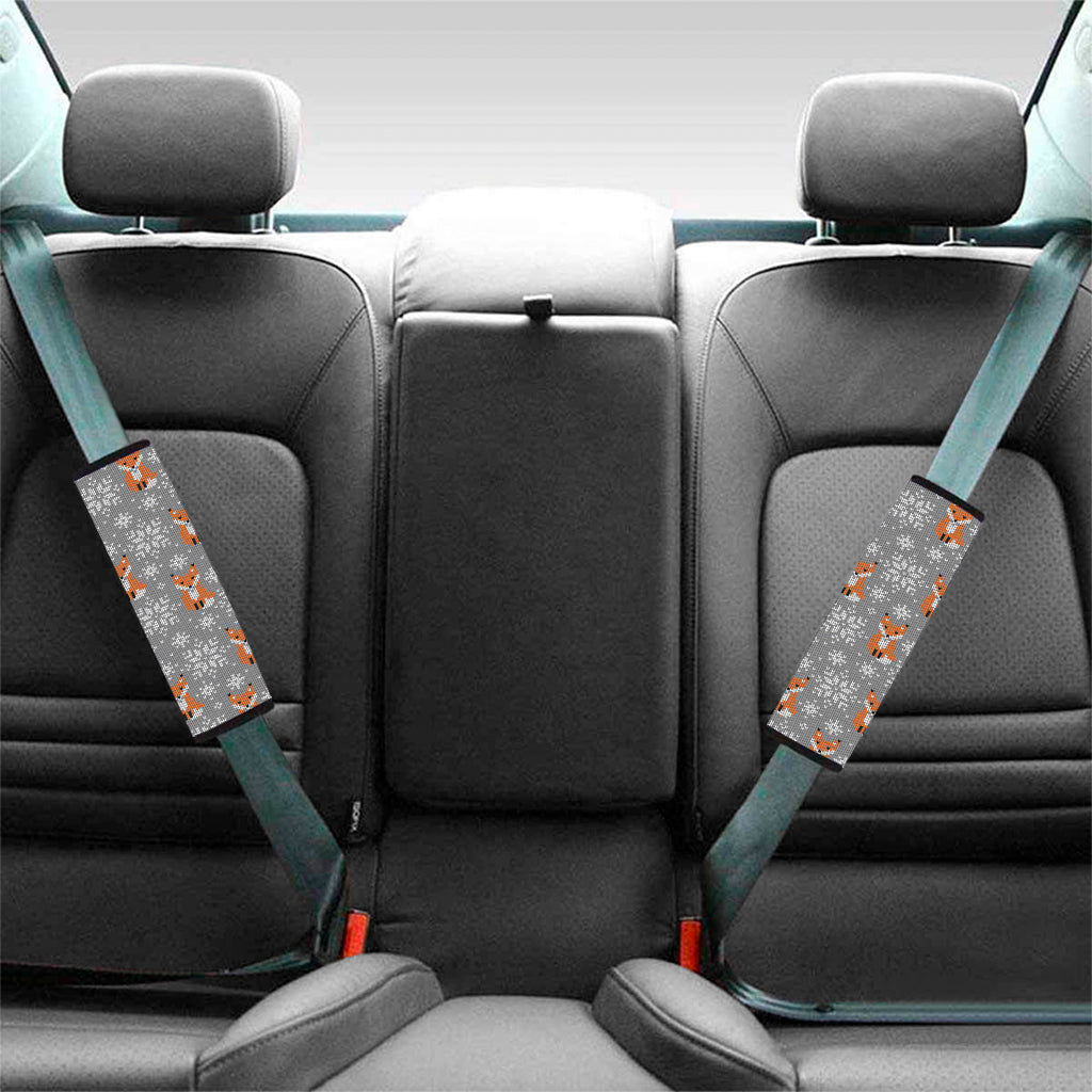 Snowy Fox Knitted Pattern Print Car Seat Belt Covers