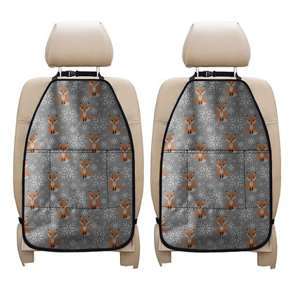 Snowy Fox Knitted Pattern Print Car Seat Organizers
