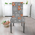 Snowy Fox Knitted Pattern Print Dining Chair Slipcover