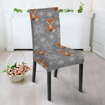 Snowy Fox Knitted Pattern Print Dining Chair Slipcover