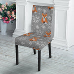Snowy Fox Knitted Pattern Print Dining Chair Slipcover
