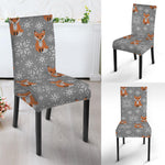 Snowy Fox Knitted Pattern Print Dining Chair Slipcover