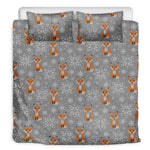Snowy Fox Knitted Pattern Print Duvet Cover Bedding Set