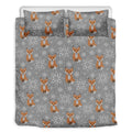 Snowy Fox Knitted Pattern Print Duvet Cover Bedding Set