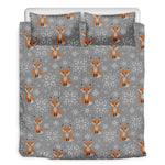Snowy Fox Knitted Pattern Print Duvet Cover Bedding Set