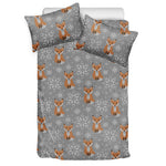 Snowy Fox Knitted Pattern Print Duvet Cover Bedding Set