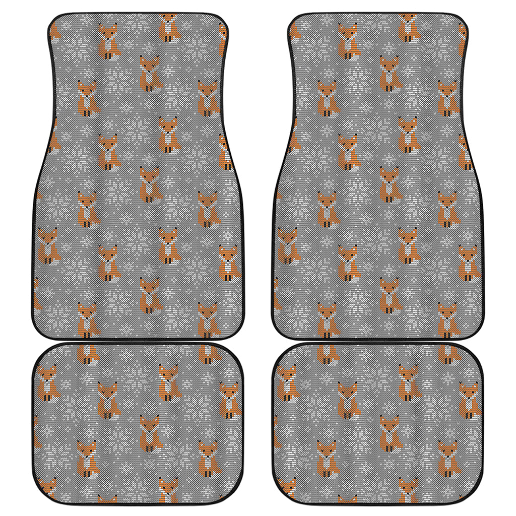 Snowy Fox Knitted Pattern Print Front and Back Car Floor Mats