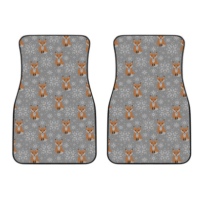 Snowy Fox Knitted Pattern Print Front Car Floor Mats