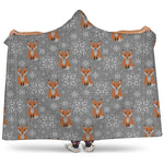 Snowy Fox Knitted Pattern Print Hooded Blanket
