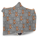 Snowy Fox Knitted Pattern Print Hooded Blanket