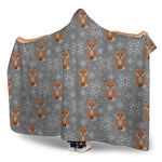 Snowy Fox Knitted Pattern Print Hooded Blanket