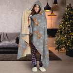 Snowy Fox Knitted Pattern Print Hooded Blanket