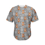 Snowy Fox Knitted Pattern Print Men's Baseball Jersey