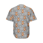 Snowy Fox Knitted Pattern Print Men's Baseball Jersey