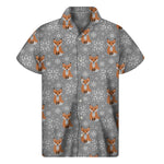 Snowy Fox Knitted Pattern Print Men's Short Sleeve Shirt