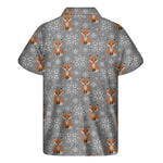 Snowy Fox Knitted Pattern Print Men's Short Sleeve Shirt