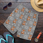 Snowy Fox Knitted Pattern Print Men's Shorts