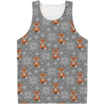 Snowy Fox Knitted Pattern Print Men's Tank Top