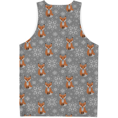 Snowy Fox Knitted Pattern Print Men's Tank Top