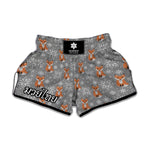 Snowy Fox Knitted Pattern Print Muay Thai Boxing Shorts