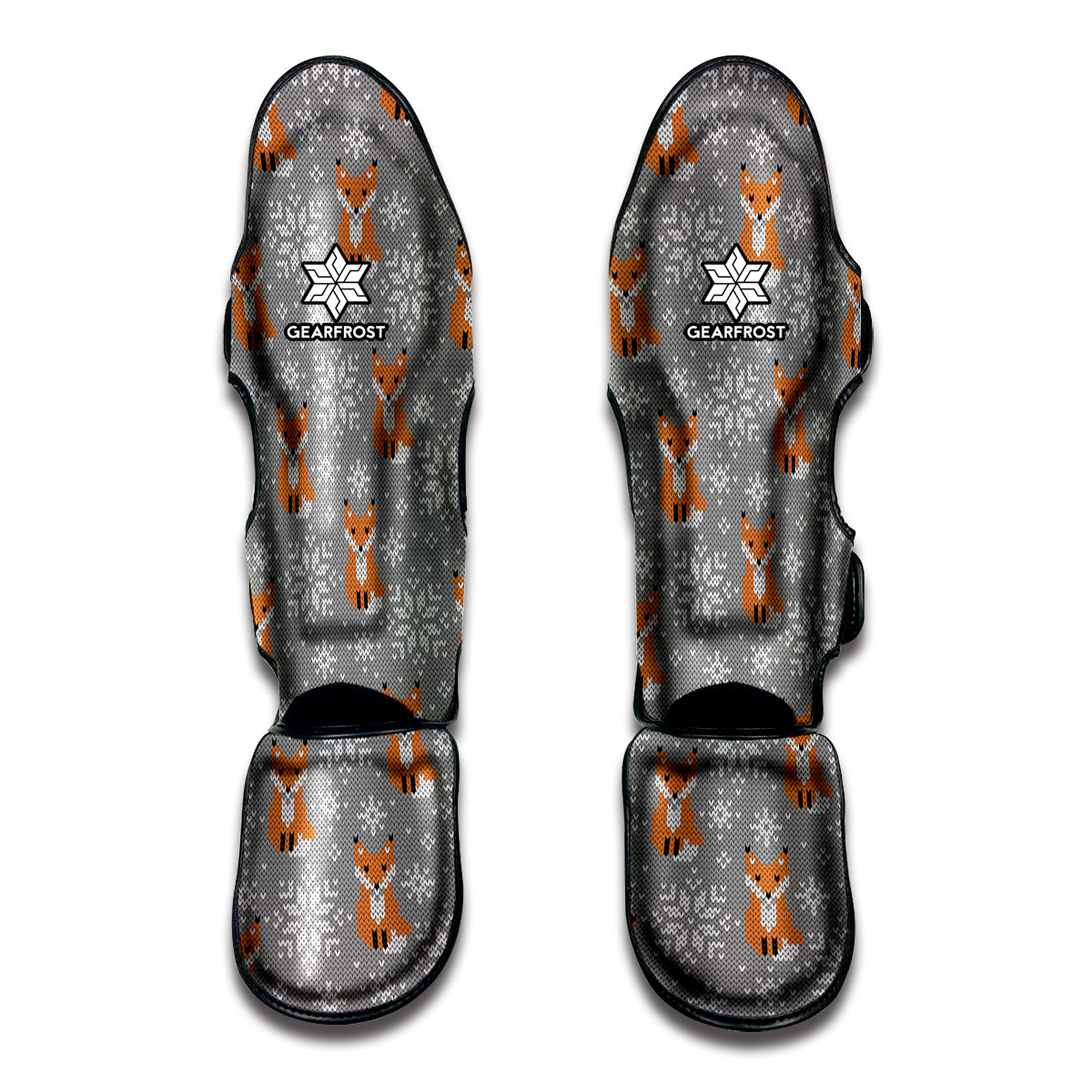 Snowy Fox Knitted Pattern Print Muay Thai Shin Guard