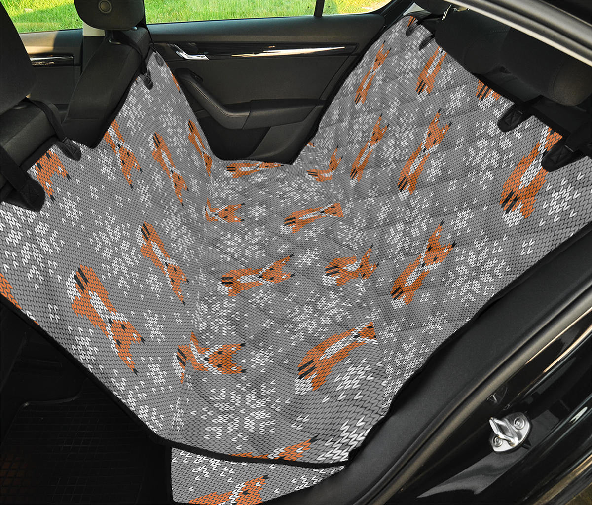 Snowy Fox Knitted Pattern Print Pet Car Back Seat Cover