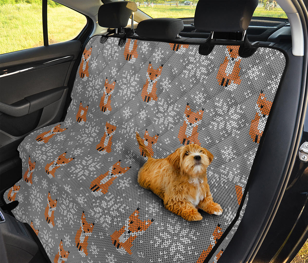Snowy Fox Knitted Pattern Print Pet Car Back Seat Cover