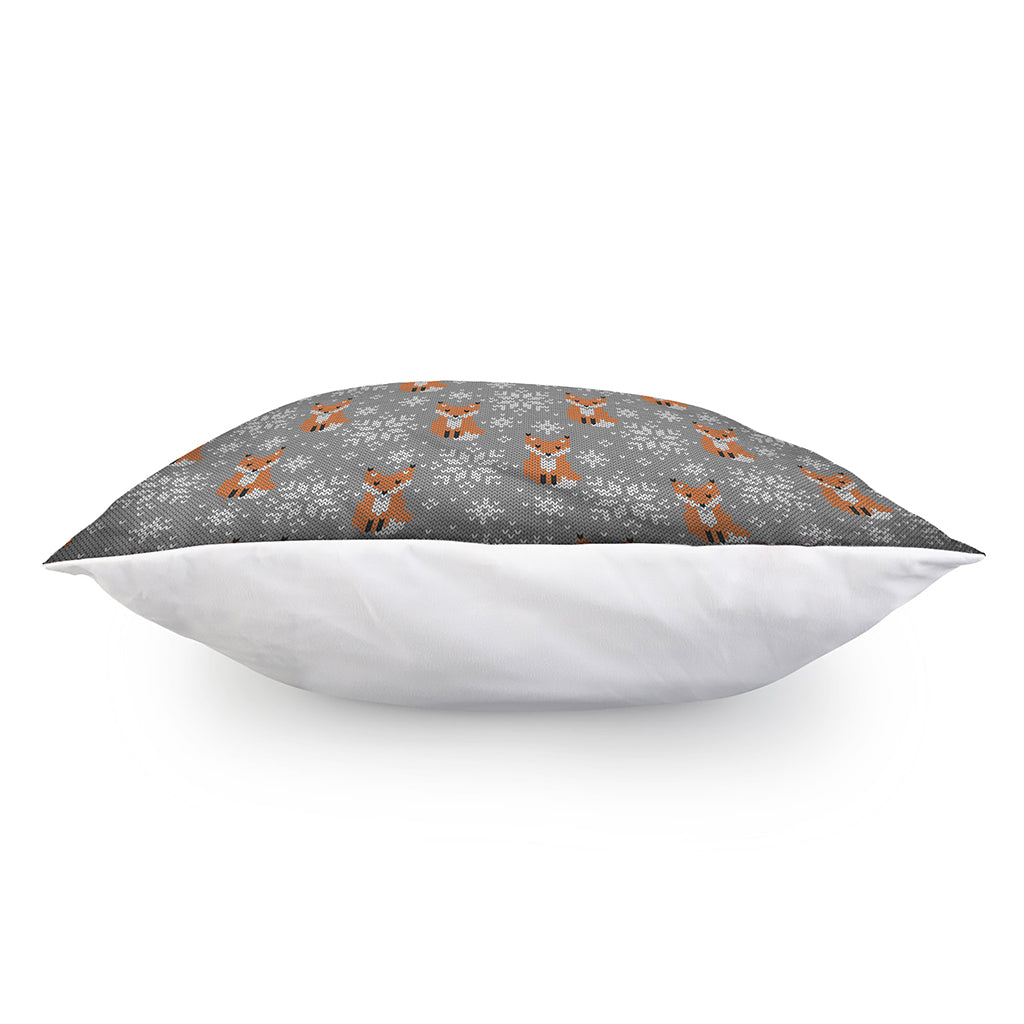 Snowy Fox Knitted Pattern Print Pillow Cover