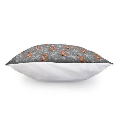 Snowy Fox Knitted Pattern Print Pillow Cover