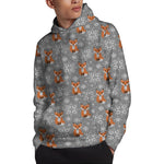 Snowy Fox Knitted Pattern Print Pullover Hoodie