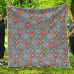 Snowy Fox Knitted Pattern Print Quilt