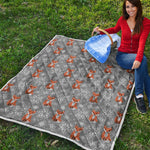 Snowy Fox Knitted Pattern Print Quilt