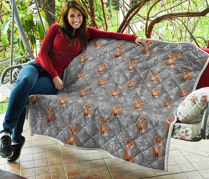 Snowy Fox Knitted Pattern Print Quilt