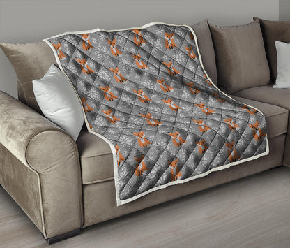 Snowy Fox Knitted Pattern Print Quilt