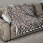 Snowy Fox Knitted Pattern Print Quilt