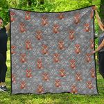 Snowy Fox Knitted Pattern Print Quilt