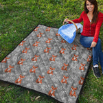 Snowy Fox Knitted Pattern Print Quilt