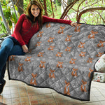 Snowy Fox Knitted Pattern Print Quilt