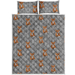 Snowy Fox Knitted Pattern Print Quilt Bed Set