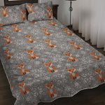 Snowy Fox Knitted Pattern Print Quilt Bed Set