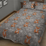 Snowy Fox Knitted Pattern Print Quilt Bed Set