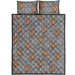 Snowy Fox Knitted Pattern Print Quilt Bed Set