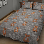 Snowy Fox Knitted Pattern Print Quilt Bed Set
