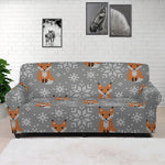 Snowy Fox Knitted Pattern Print Sofa Cover