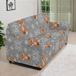 Snowy Fox Knitted Pattern Print Sofa Cover