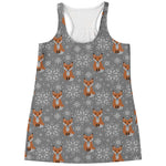Snowy Fox Knitted Pattern Print Women's Racerback Tank Top