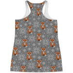 Snowy Fox Knitted Pattern Print Women's Racerback Tank Top